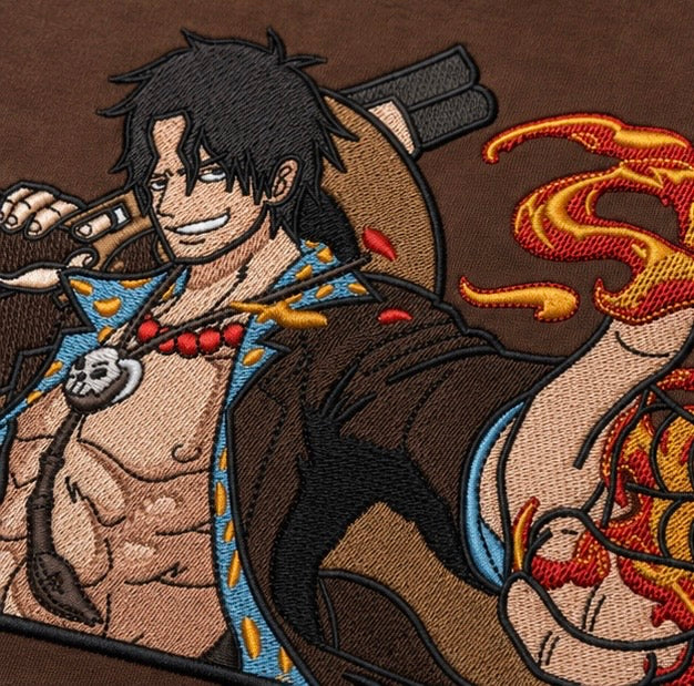 Anime Fire Fist Embroidered Oversized T-Shirt for Men | House Of Zain